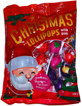 CHRISTMAS LOLLIPOPS WITH GUM 460 GR - świąteczne lizaki z gumą