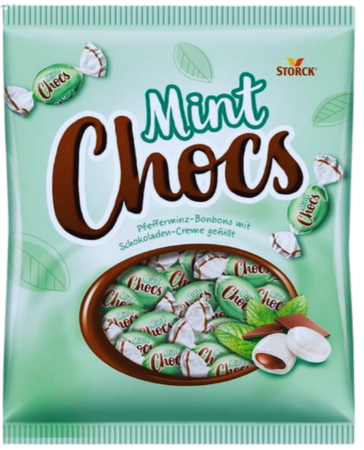 MINT CHOCS 354 GR - cukierki miętowe z nadzieniem czekoladowym