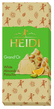 HEIDI GRAND'OR WHITE ALMONDS & PISTACHIO 100 GR - biała czekolada z pistacjami i migdałami
