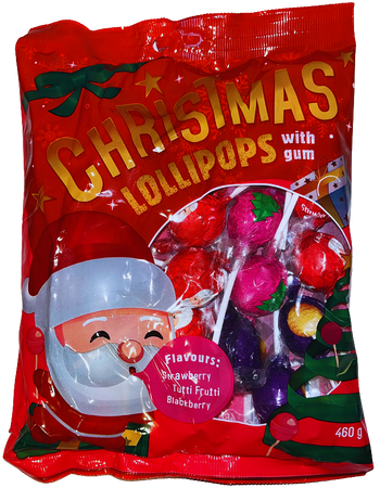 CHRISTMAS LOLLIPOPS WITH GUM 460 GR - świąteczne lizaki z gumą