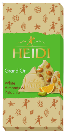 HEIDI GRAND'OR WHITE ALMONDS & PISTACHIO 100 GR - biała czekolada z pistacjami i migdałami