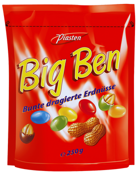 PIASTEN BIG BEN BUNTE 250 GR - orzeszki ziemne w kolorowej czekoladzie mlecznej