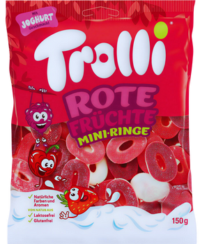 TROLLI ROTE FRUCHTE MINI-RINGE 150 GR - kwaśne żelki o smaku czerwonych owoców